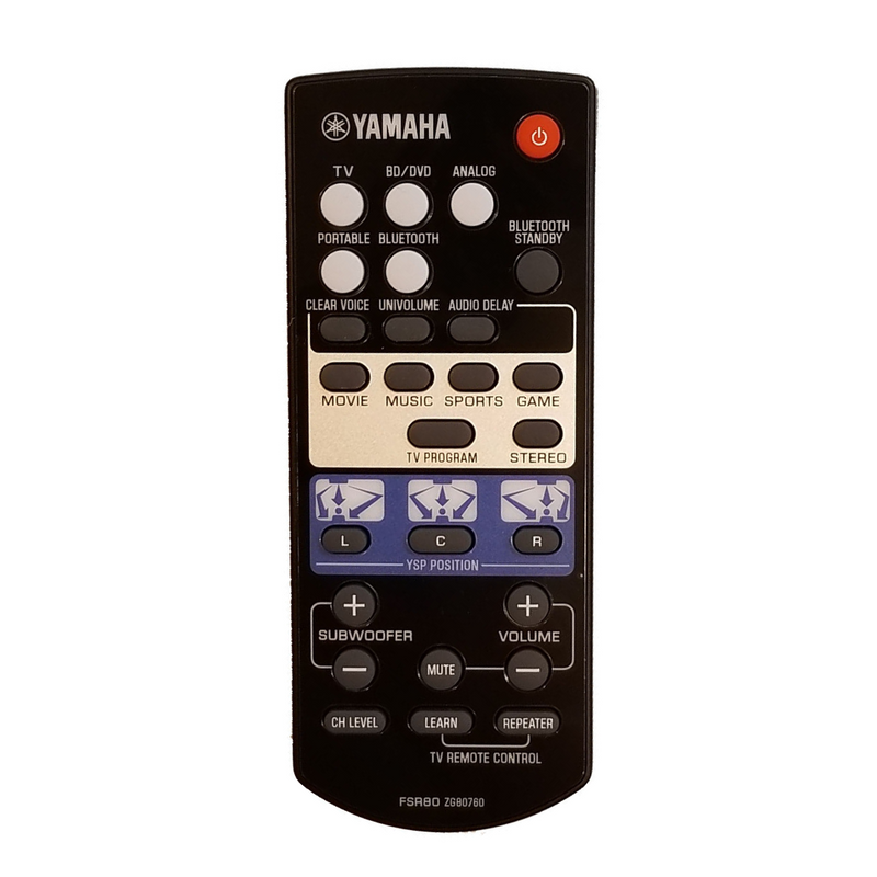 Yamaha OEM Remote Control ZG807600, FSR80 for Yamaha Soundbars - Awesome Remote Controls